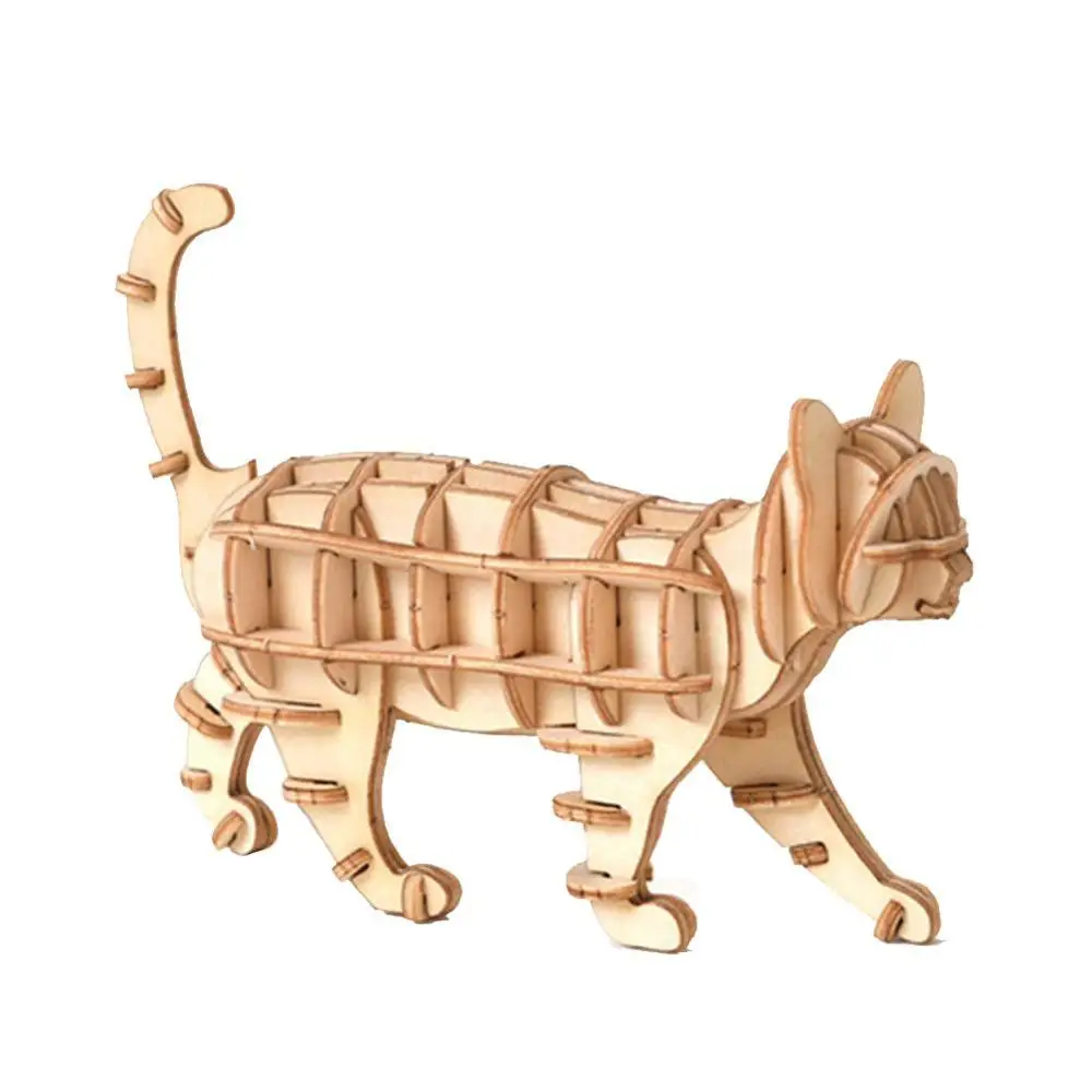 Walking Cat Наборы моделей для лазерной резки, корабельная игрушка, 3D деревянная головоломка, сделай сам, игрушки, животные, сборка, ремесло, украшение стола, игрушка для детей, детей, взрослых - Цвет: Walking Cat
