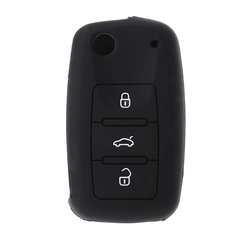 

Silicone Car Key Fob Cover Case WOLFSBURG Emblem For Tiguan