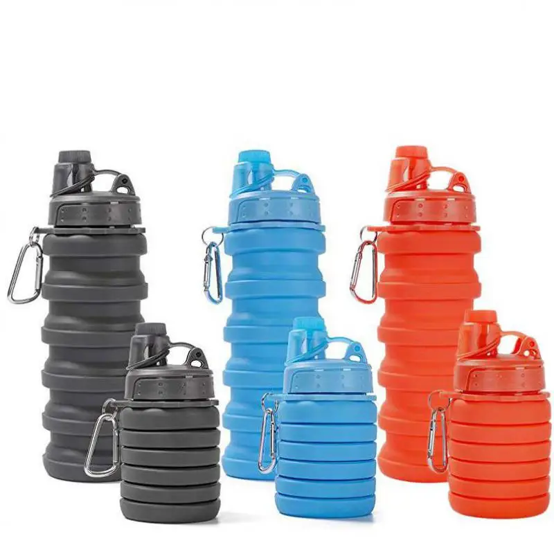 Силиконовая бутылка складная для воды спираль Выдвижная 600 мл портативная