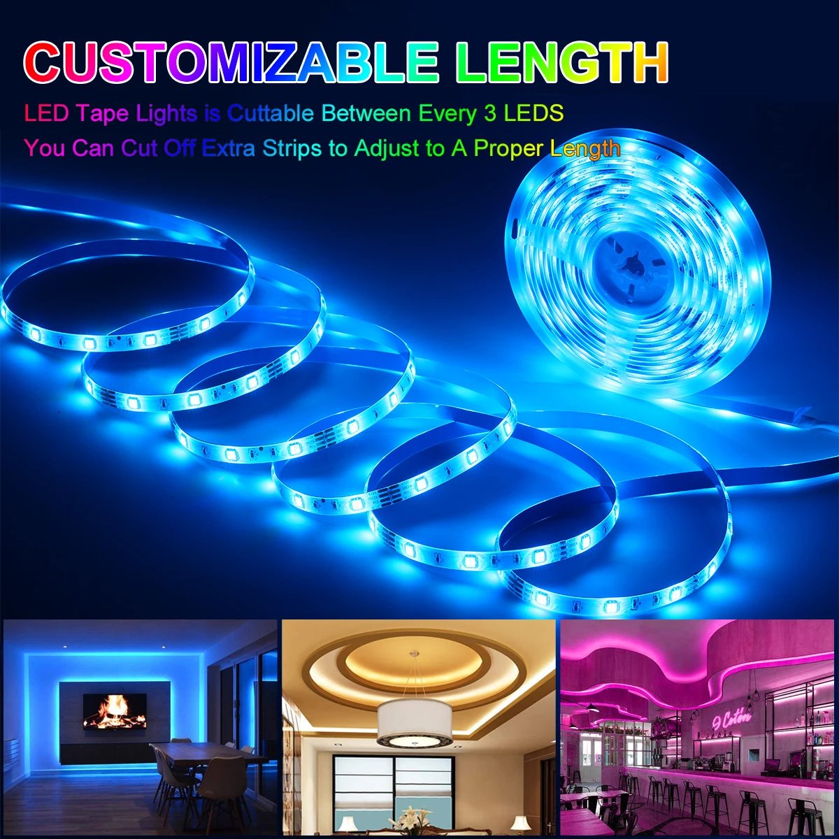 Умная Водонепроницаемая светодиодная ленсветильник с Wi-Fi RGB управление через