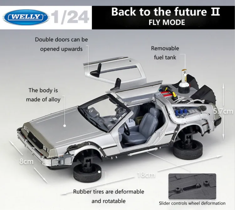 Welly 1:24 литья под давлением сплав модель автомобиля DMC-12 delorean Назад в будущее время машина металлическая игрушка автомобиль для ребенка игрушка подарок коллекция