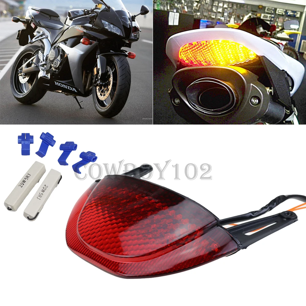 Red Lens Для Honda CBR600RR CBR 600 RR 2007 2008 2009 2010 2011 2012 Дым Прозрачный задний фонарь стоп-сигнал встроенные Сигналы поворота светодиодный свет - Цвет: Red Lens