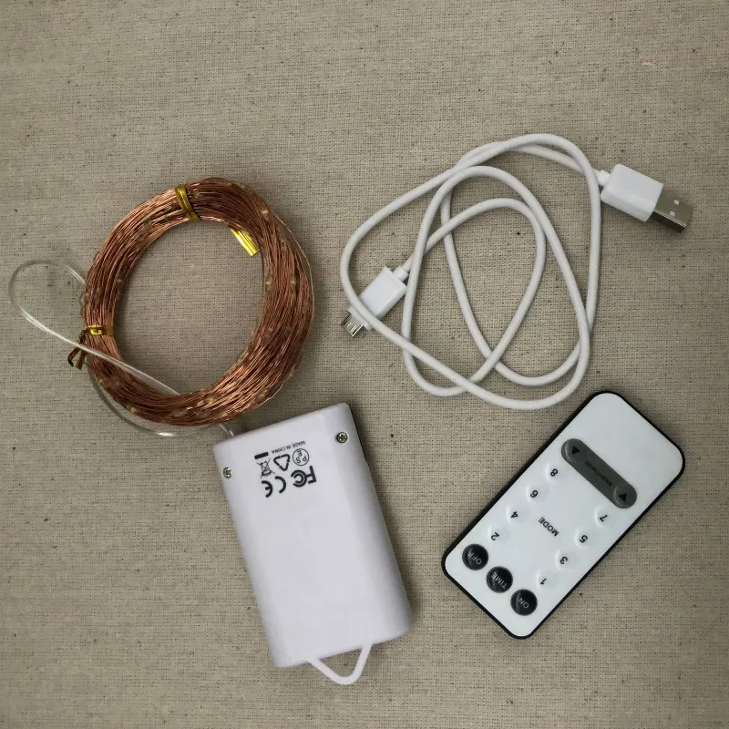Светодиодный светильник с медным проводом Usb батарея двойной пульт
