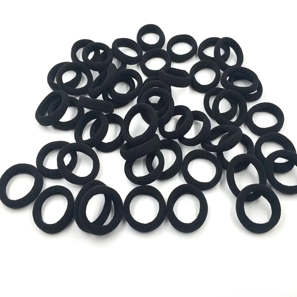 

50pcs Black Hair Bands for Women Girls Step Size Hair Elastic Rubber Bands Basic Hair Ties Rope Ponytail Holder Hairbands Thick