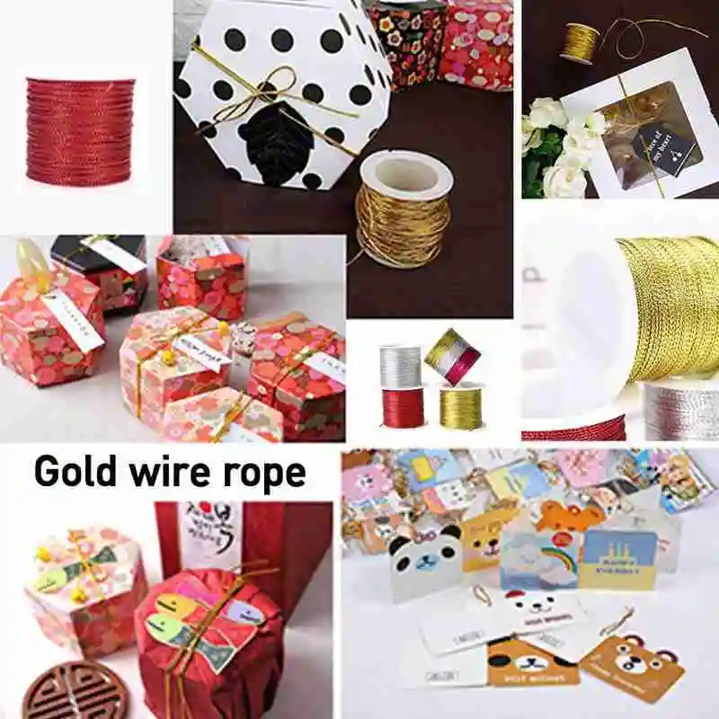 

20m/roll Rope Gold/Silver/Red Rope Lace Ribbon Gift Tag Accessories Rope Thread DIY Box Jewelry Decoration L5Q1