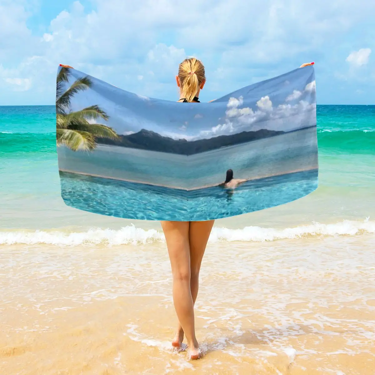 Пляжное быстросохнущее банное полотенце из микрофибры с принтом пляжное модная