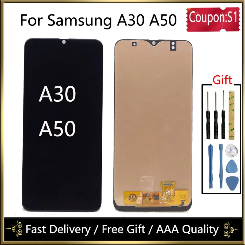 ЖК экран с дигитайзером для Samsung galaxy A30 A305/DS A305F A305FD A305A сенсорный 6 4 дюйма в сборе A50