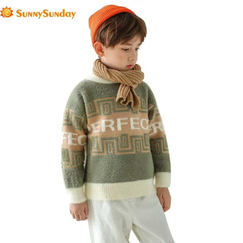 

Boy'S Woolen Sweater Spring And Autumn Mink Nap Coat Cuhk Kid Pullover Sweater Autumn And Winter New Style Undershirt Boy