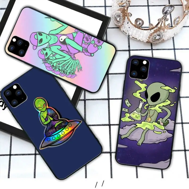 Yinuoda Alien UFO мягкий черный чехол для телефона funda iphone se 2020 6 6s 7 8 plus x xs max xr 11 12 pro