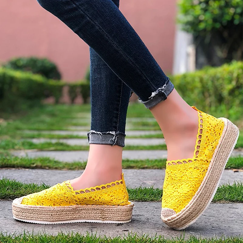 Лоферы женские сетчатые без застежки повседневные плетеные туфли на плоской