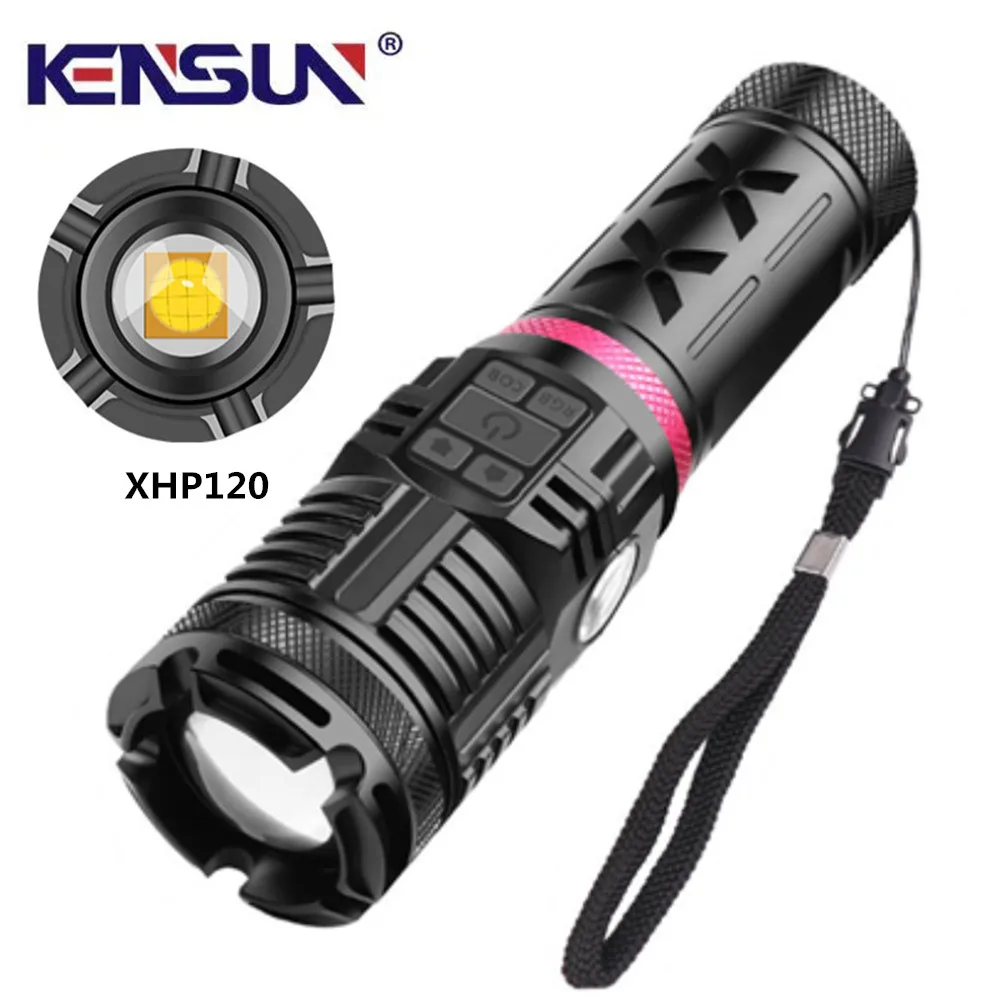 

Многофункциональная лампа для охоты XHP120, многофункциональный фонарь с COB светодиосветодиодный и USB-зарядкой, ручная лампа для охоты, рыбалк...