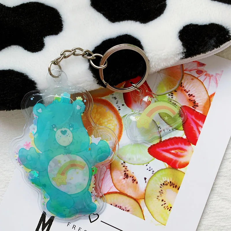Care Bears брелок для ключей, Подарочный Радуга медведь игрушка на кольцо для ключей одежду и сумка подвесными украшениями модные аксессуары для ключей - Цвет: Зеленый