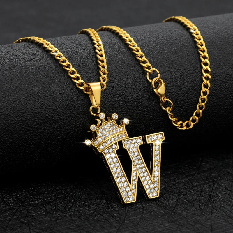 Ожерелья с циркониевой короной и надписью для женщин цепочка инициалами