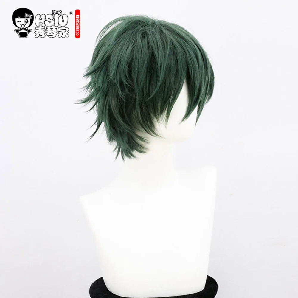 HSIU Faust Cosplay wig Game Arknights Wig Dark green short hair Party Halloween boy | Тематическая одежда и униформа