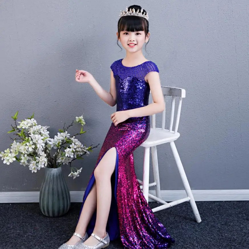 Платье-Русалка для девочек с блестками Осень-зима 2019 |