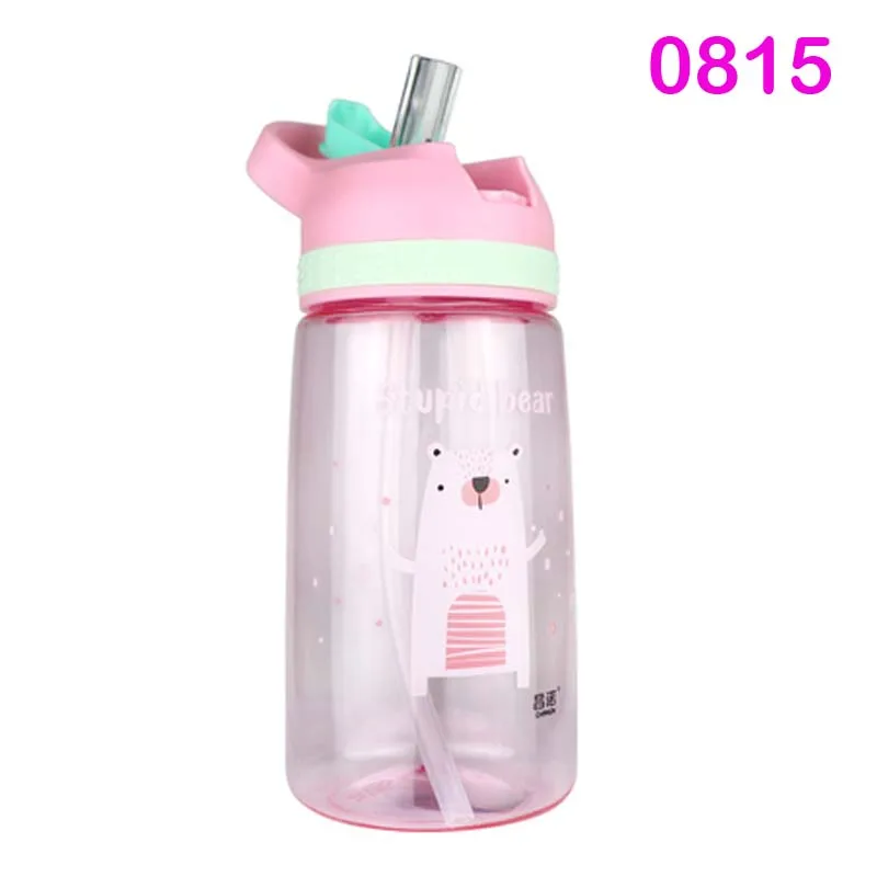 0815 Pink 430 мл, чашка для кормления детей, утолщенная, для детей, для обучения кормлению, питьевая бутылка с соломинкой, тренировочная чашка для кормления детей - Цвет: 0815 Pink