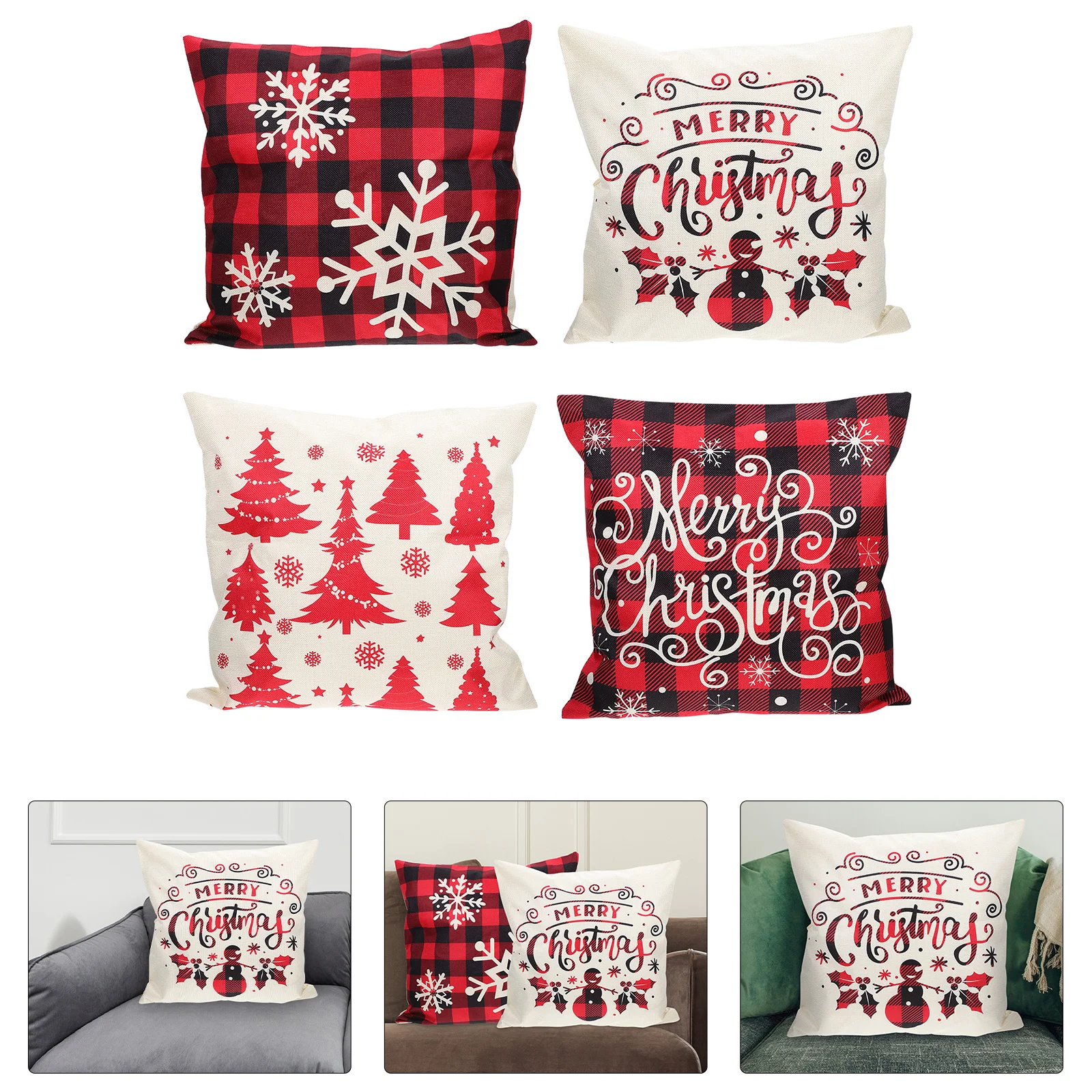 

4Pcs Throw Pillow Case Xmas Decorative Throw Pillow Cover for Party Decor