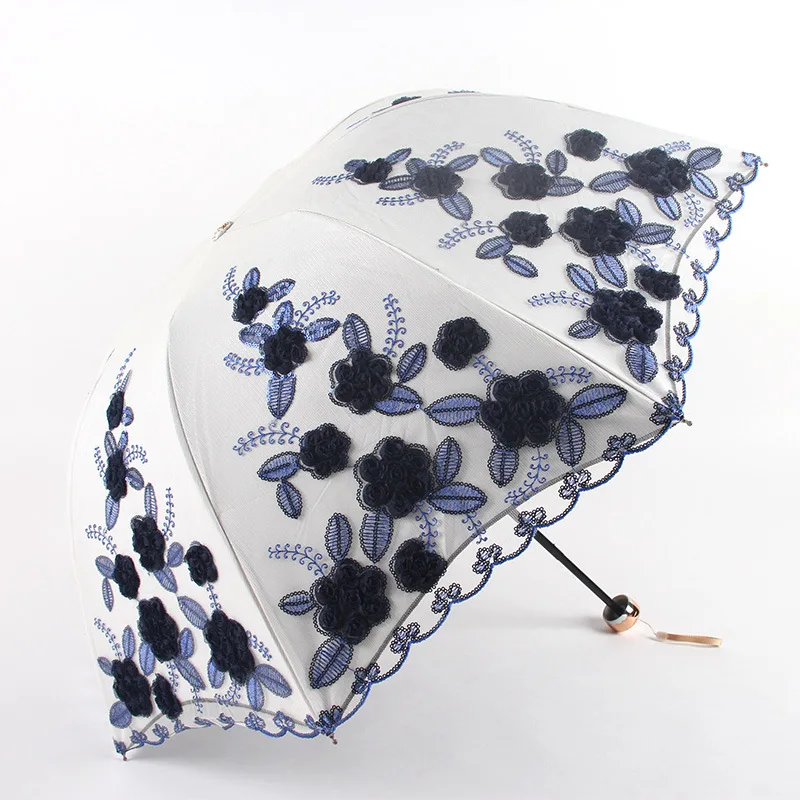 

Elegant women embroidery lace umbrella girls summer sunny and rainy umbrellas portable parasol gift umbrella