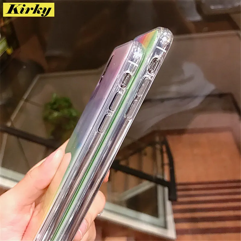 fashion smooth glitter colorful rainbow tpu case for iphone 12 xs max xr 11 pro max 6s 7 8 plus shockproot clear soft back cover free global shipping
