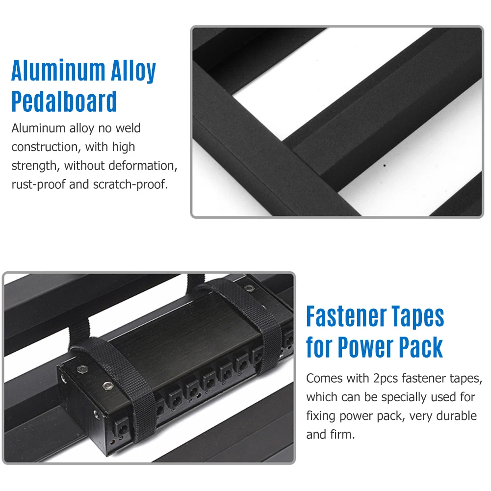 Черный Алюминий Pedalboard Diy гитары бас педали доска с лента липучка Magic Tape кабель