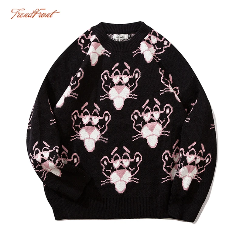 TF популярный бренд Розовая пантера корейский стиль Осень-зима свободный Свитер