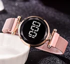 Часы женские электронные, с железным ремешком на присоске, с цифровым дисплеем и бриллиантами, 2021