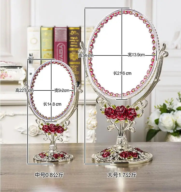 

1:3 magnifying vintage double-face table desktop retro metal makeup cosmetic mirror large 332C