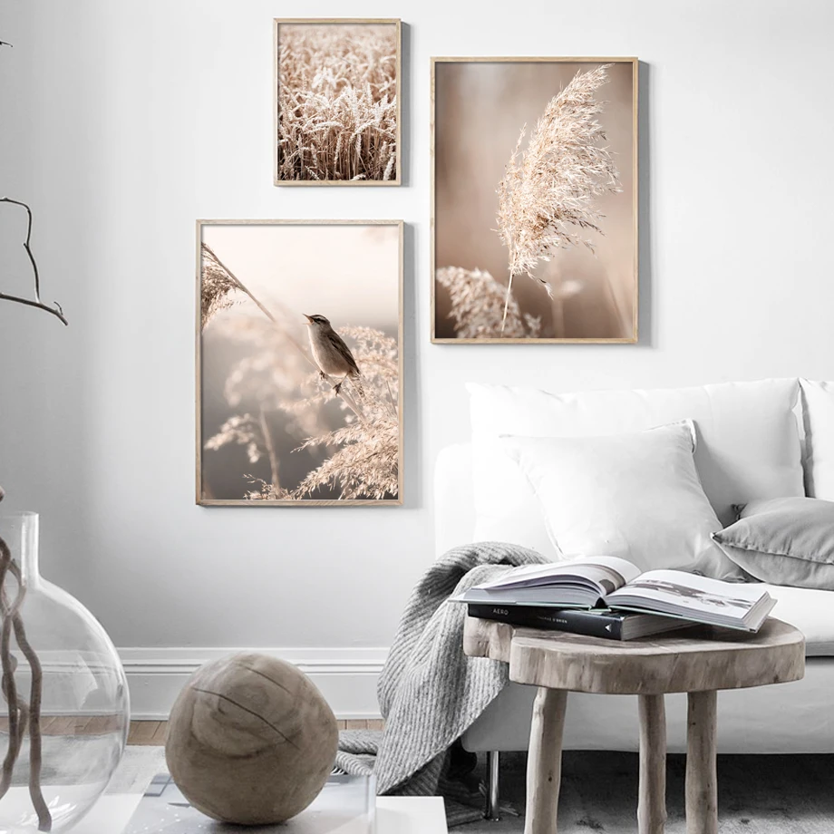 Reed Wheat Plant Bird Autumn Quote Nordic Posters And Prints Wall Art Canvas Painting Pictures For Living Room Home Decor | Дом и сад