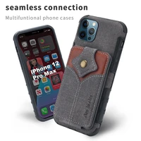 for apple iphone x xs 11 12 pro max iphone12 mini flip case canvas cards slot wallet shockproof back cover