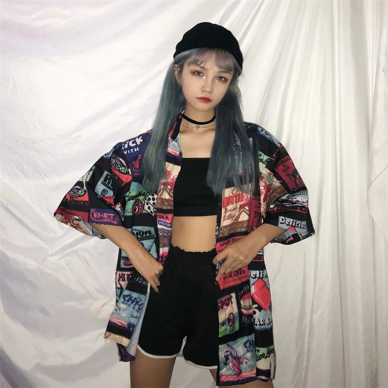 Женская простая универсальная рубашка в стиле хип-хоп Харадзюку модная