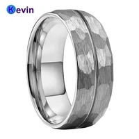 8mm promise hammer ring men women tungsten wedding band trendy jewelry with centeroffset groove finish new arrivals