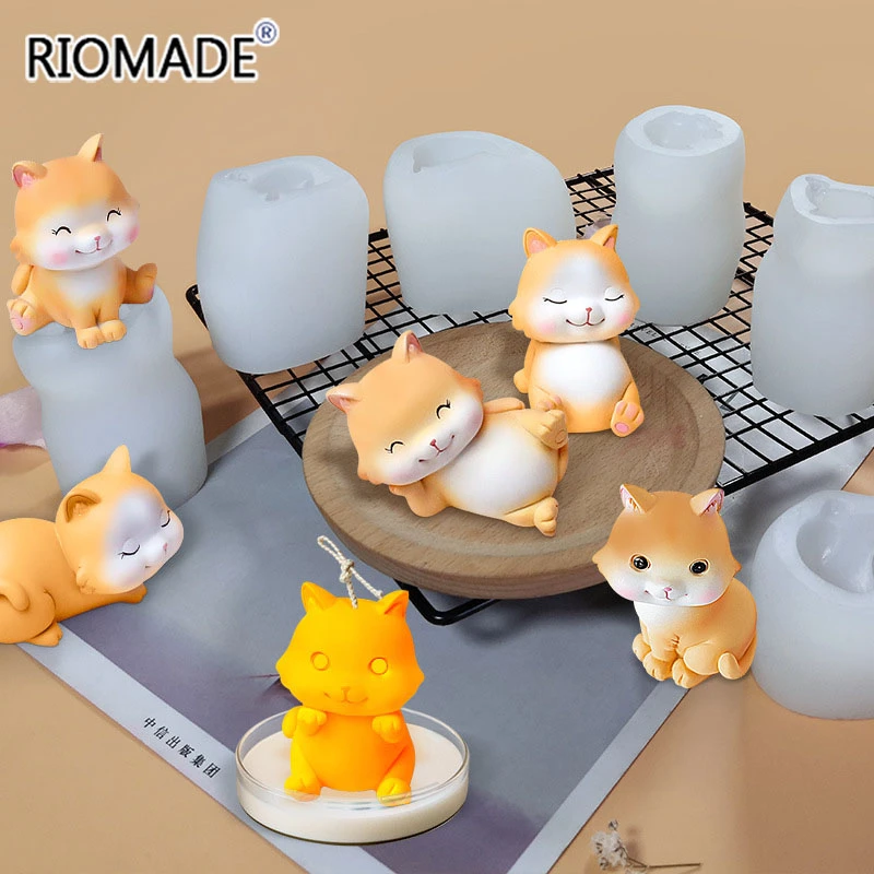 Фото Силиконовые формы для кошек, 6 видов, 3D котята, инструменты для украшения торта, мусс, форма для заливки шоколада, кондитерских изделий, свечи для ароматерапии, гипсовая форма №3