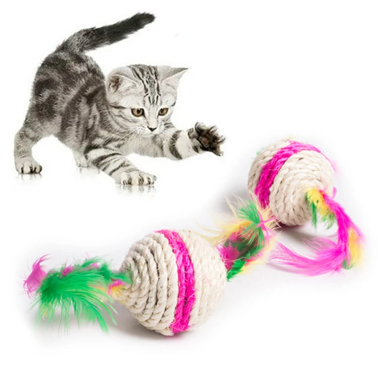 Diameter 5.5 cm Lightweight Cat Toys Feather Ball Kitten Nice Looking Design Nip Scratch Supplies Pet Products | Дом и сад