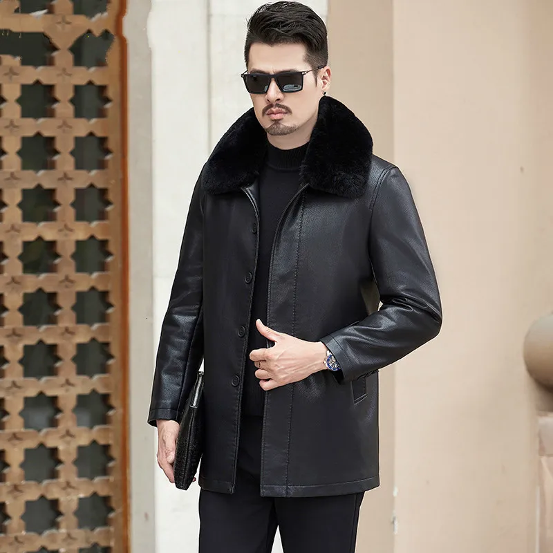 Верхняя одежда из королевской кожи 8xl 6xl 5XL мужская длинная черная кожаная верхняя