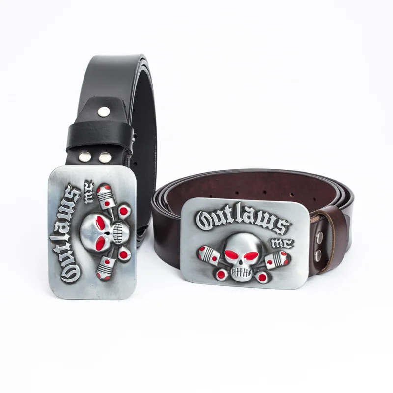 

KDG western cowboy cowhide trend men's leather belt zinc alloy skull belt buckle personality classic men's leather belt