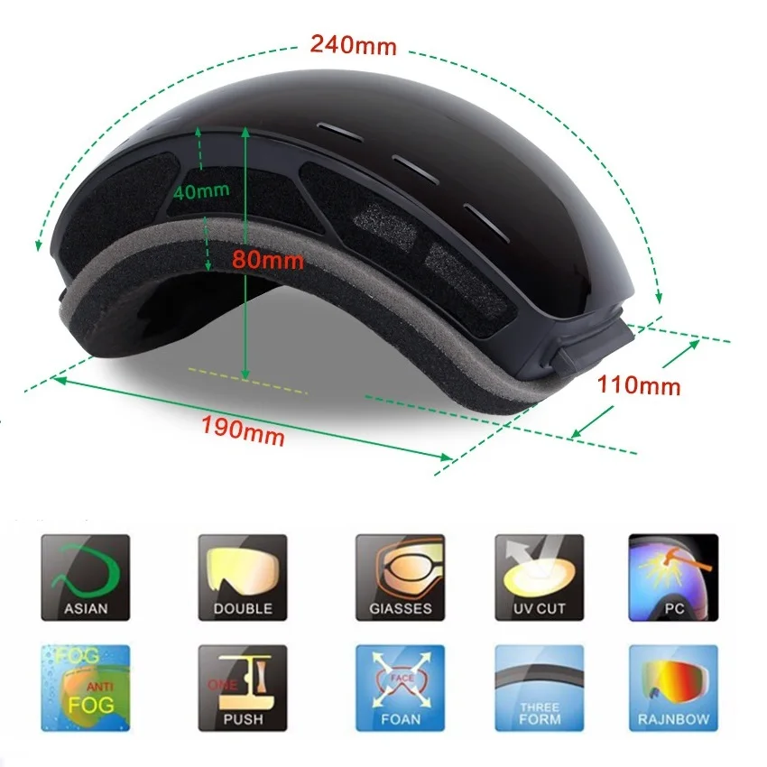 Лыжные очки противотуманная Лыжная маска двухслойные UV400 для катания на коньках