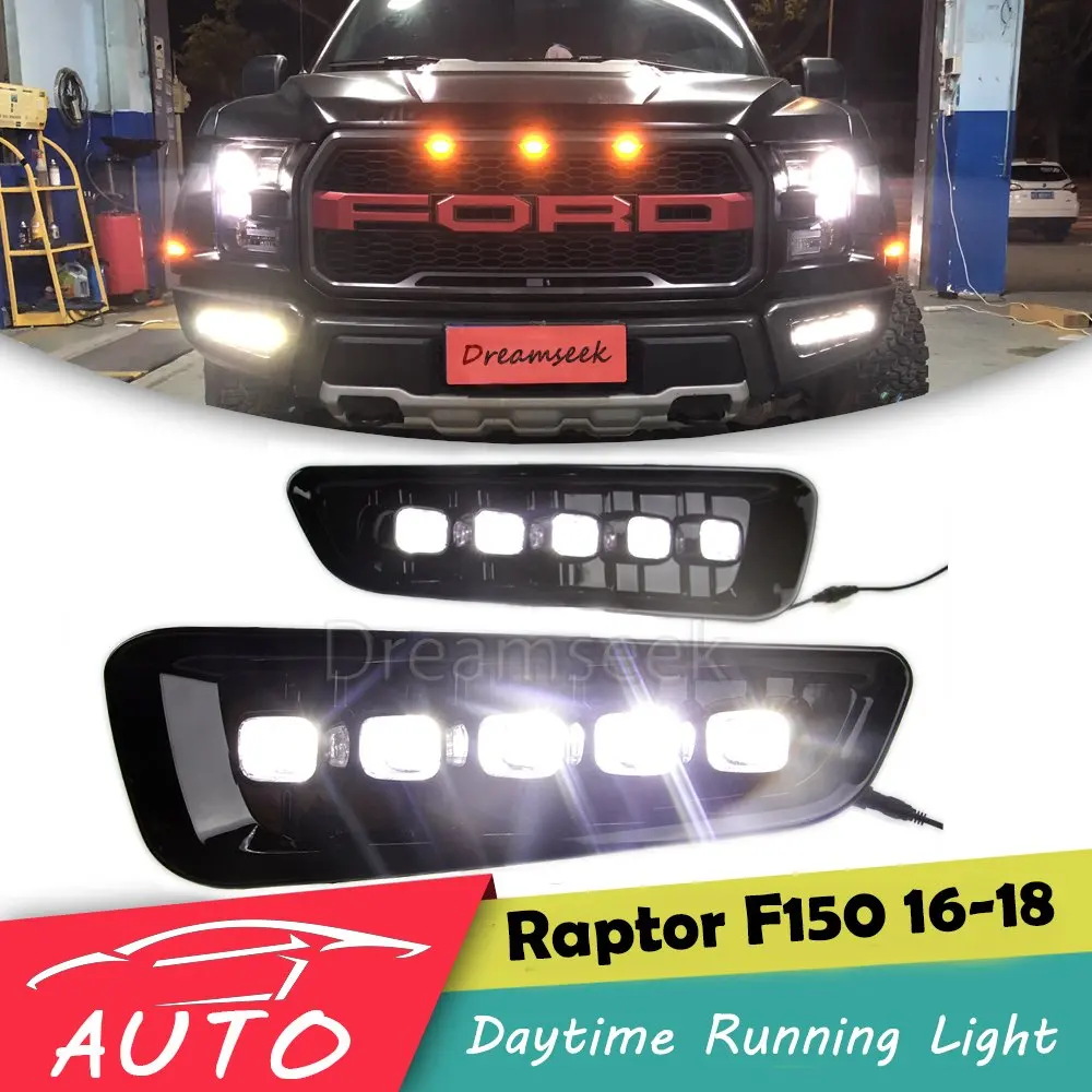LED DRL For Ford F150 F-150 Raptor 2016 2017 2018 Daytime Running Light Fog Driving Lamp