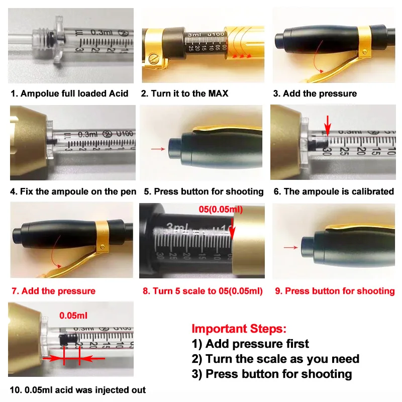 High Pressure Hyaluronic Acid Pen High Density Metal for Anti Wrinkle Lifting Lip Hyaluron Pen Atomizer Lip Filler Injection New