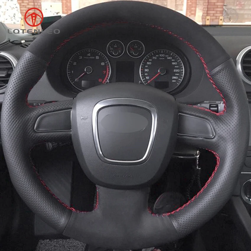 LQTENLEO черная кожа замша сделай сам для Audi A3 2006 2013 A5 S5 2008 2012 S6 Q7 2007 2011 RS4 2008|car steering wheel