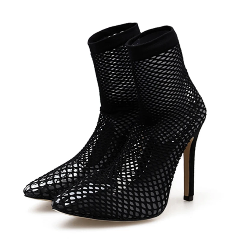 Ботинки женские на высоком каблуке пикантные сандалии носки с острым носком