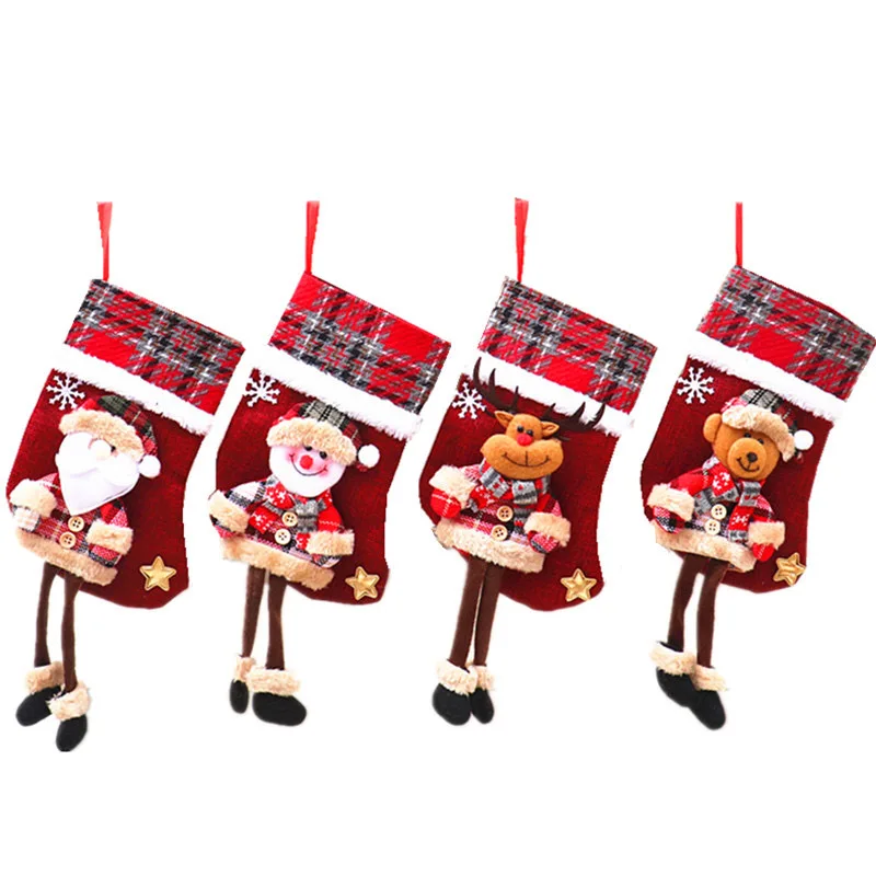 

Christmas Stockings Hanging Ornaments Gift Santa Claus Sock Gift Holders Kids Candy Bag Xmas Christmas Trees Decoration