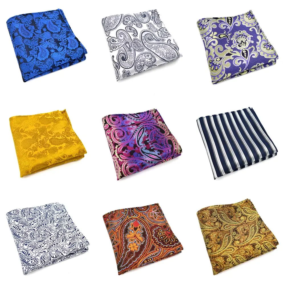 33 цвета модные мужские полиэстер шелковые карманные квадраты 25 см Пейсли дизайн