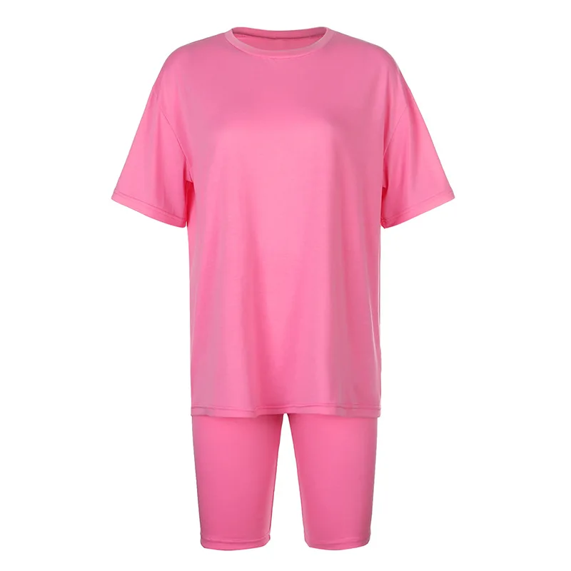 

Women Two Pieces Sets Casual Workout Short Sleeve Sporty Active Wear Fashion Outfit Summer Top And Biker Shorts Set Homewear