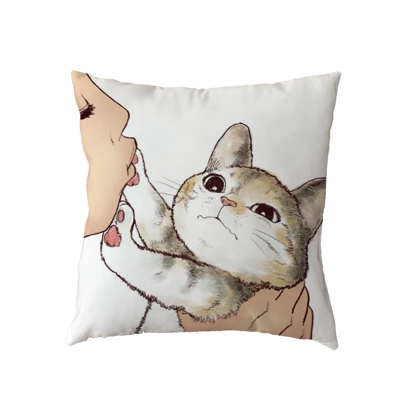Лидер продаж милая наволочка с изображением кота серый черный коричневый