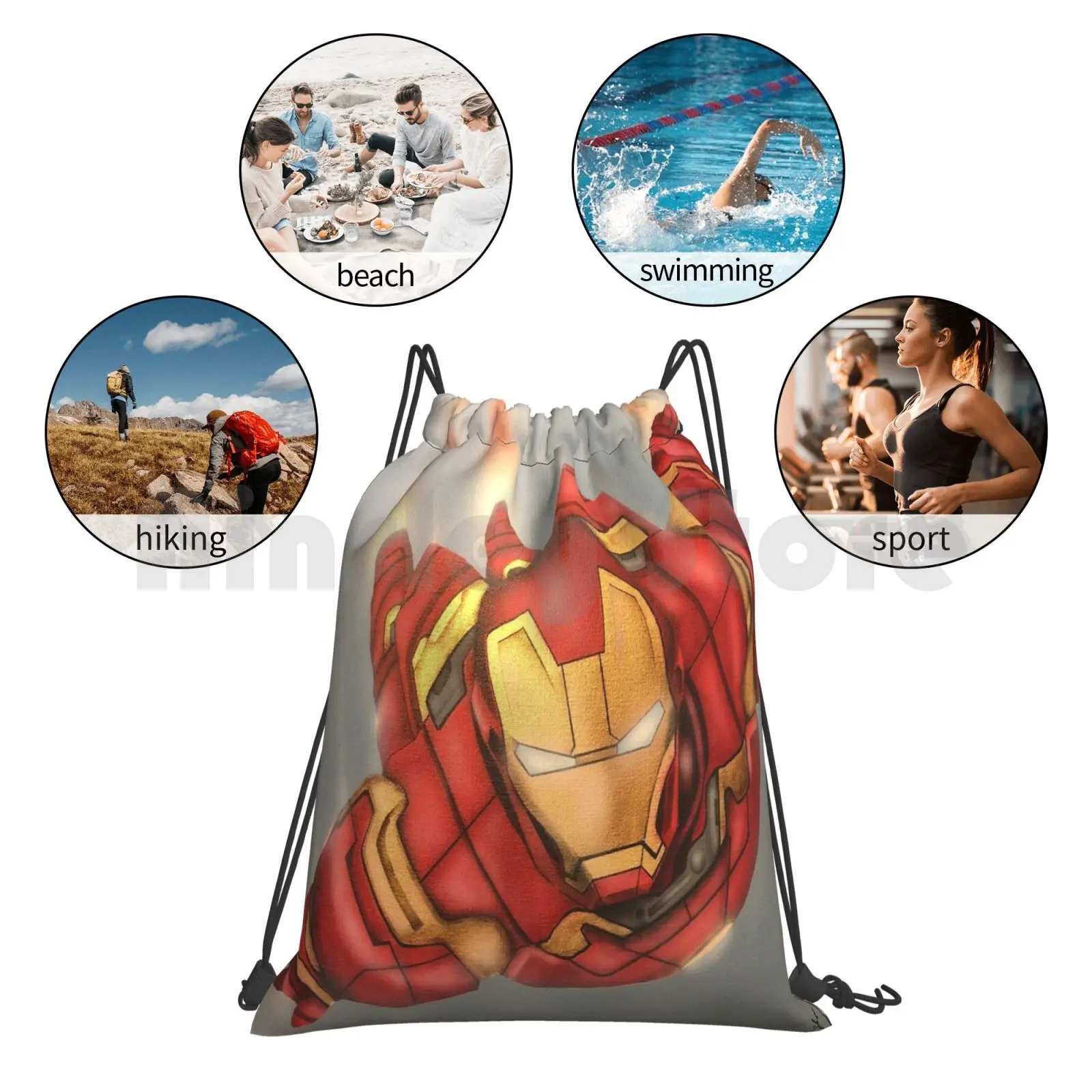 

The Backpack Drawstring Bag Riding Climbing Gym Bag Comic Superhero
