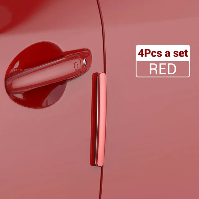 4pcs Red Baseus 4 шт. Автомобильная Противоударная полоса защитные накладки для автомобильных дверей протектор отделка двери охранники Стайлинг Литье анти-наклейка с надписью - Цвет: 4pcs Red