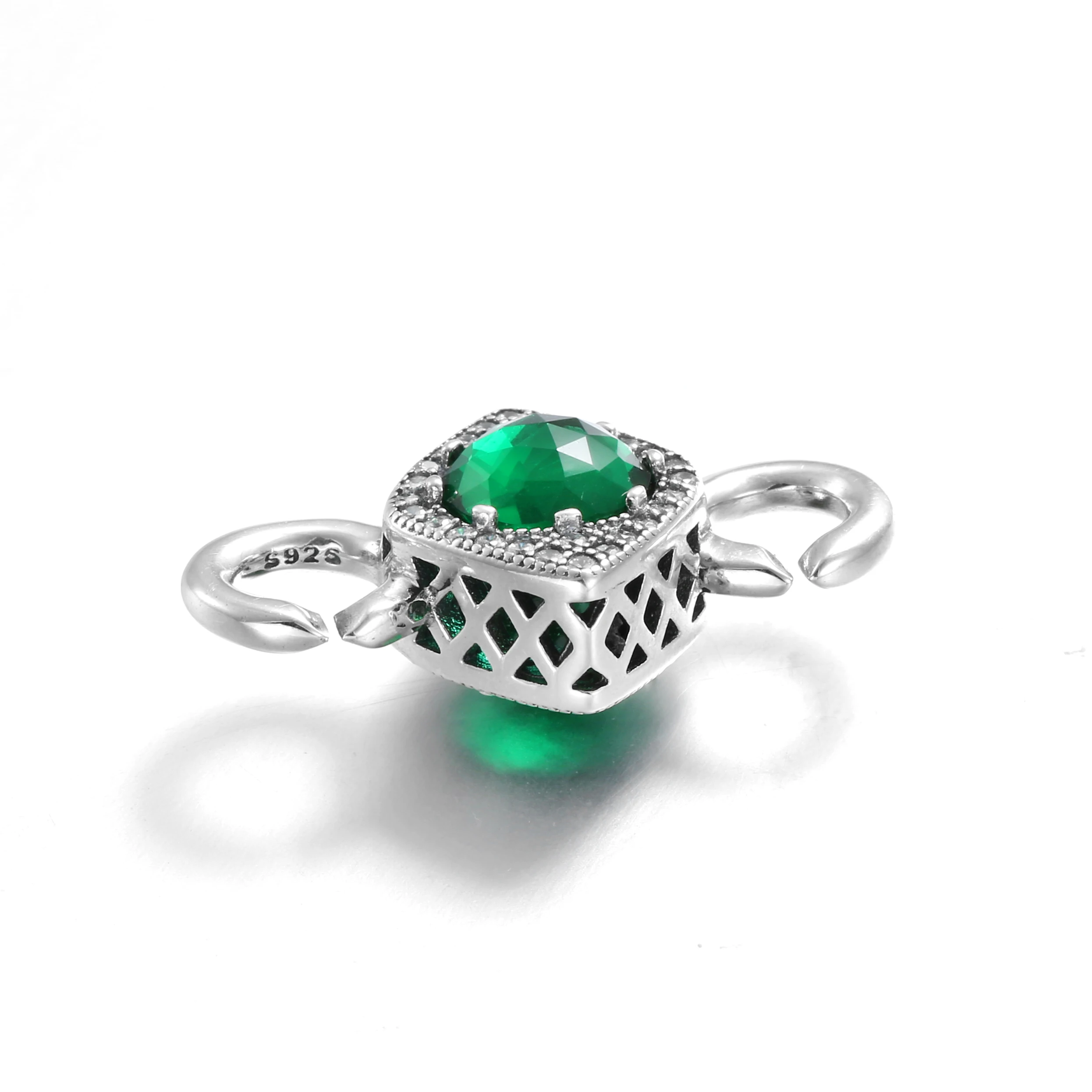 Роскошные серебряные металлические бусины Sea Green Dazzing Цирконий жесткий резиновый