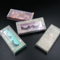 wholesale unique eyelash cases glitter diamond eyelashes rectangle lashes empty box lash empty bling lash case private label