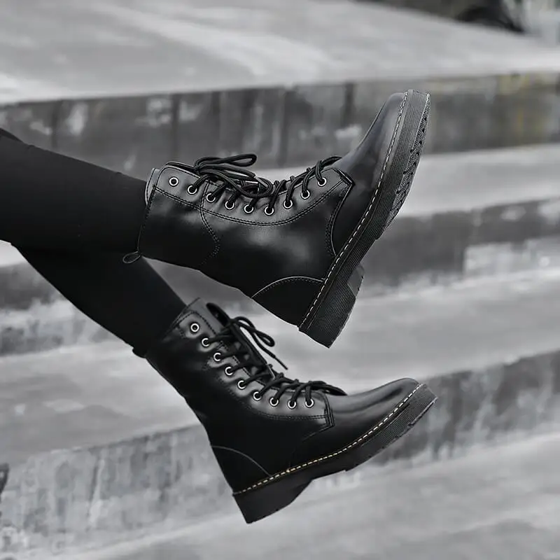 Высокие мужские ботинки из натуральной кожи Зимние ботильоны обувь в британском