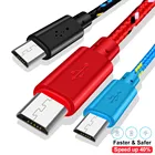 Нейлоновый шнур 2,4 а, USB-кабель для быстрой зарядки и передачи данных, кабель Micro USB для Samsung, Xiaomi, Huawei, Android, Micro USB, быстрая зарядка 3 м, 2 м, 0,5 м